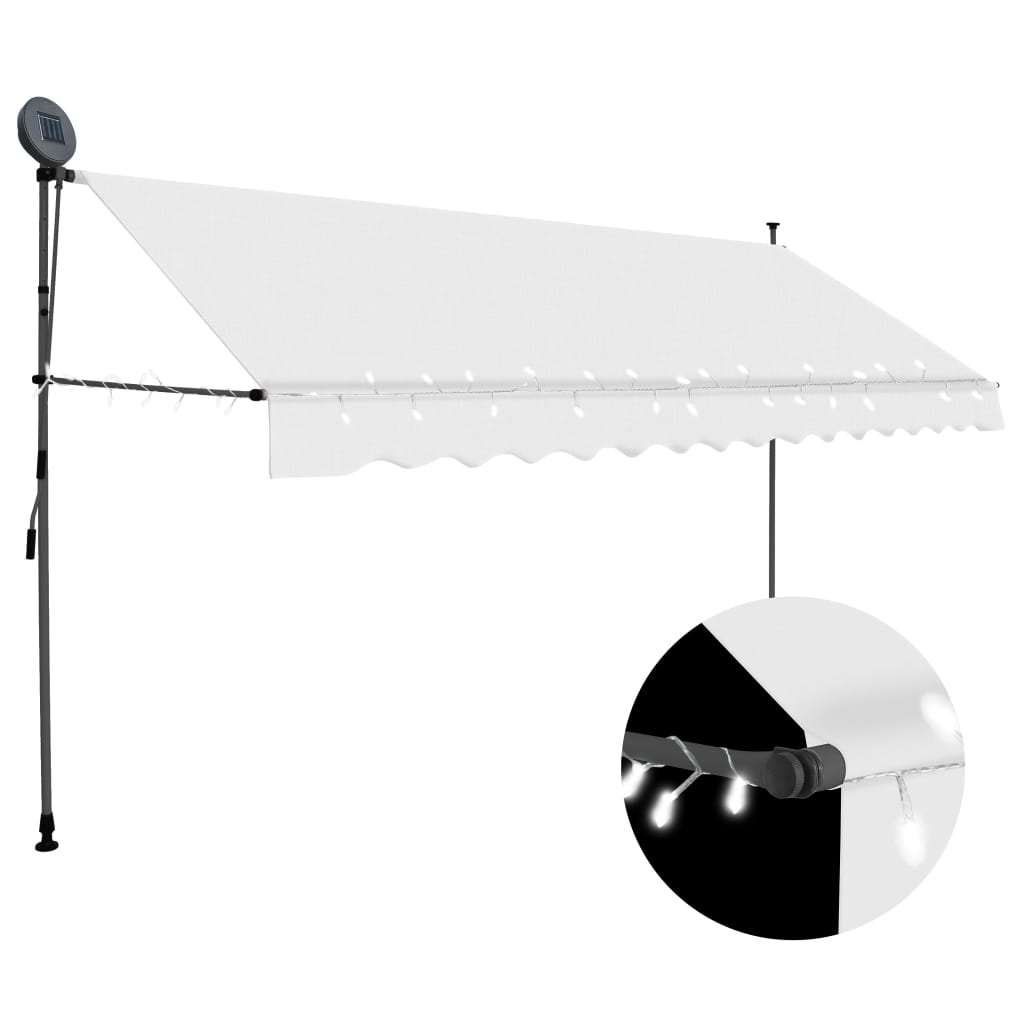 vidaXL Manual Retractable Awning with LED Awning Multi Sizes Anthracite/Cream-27
