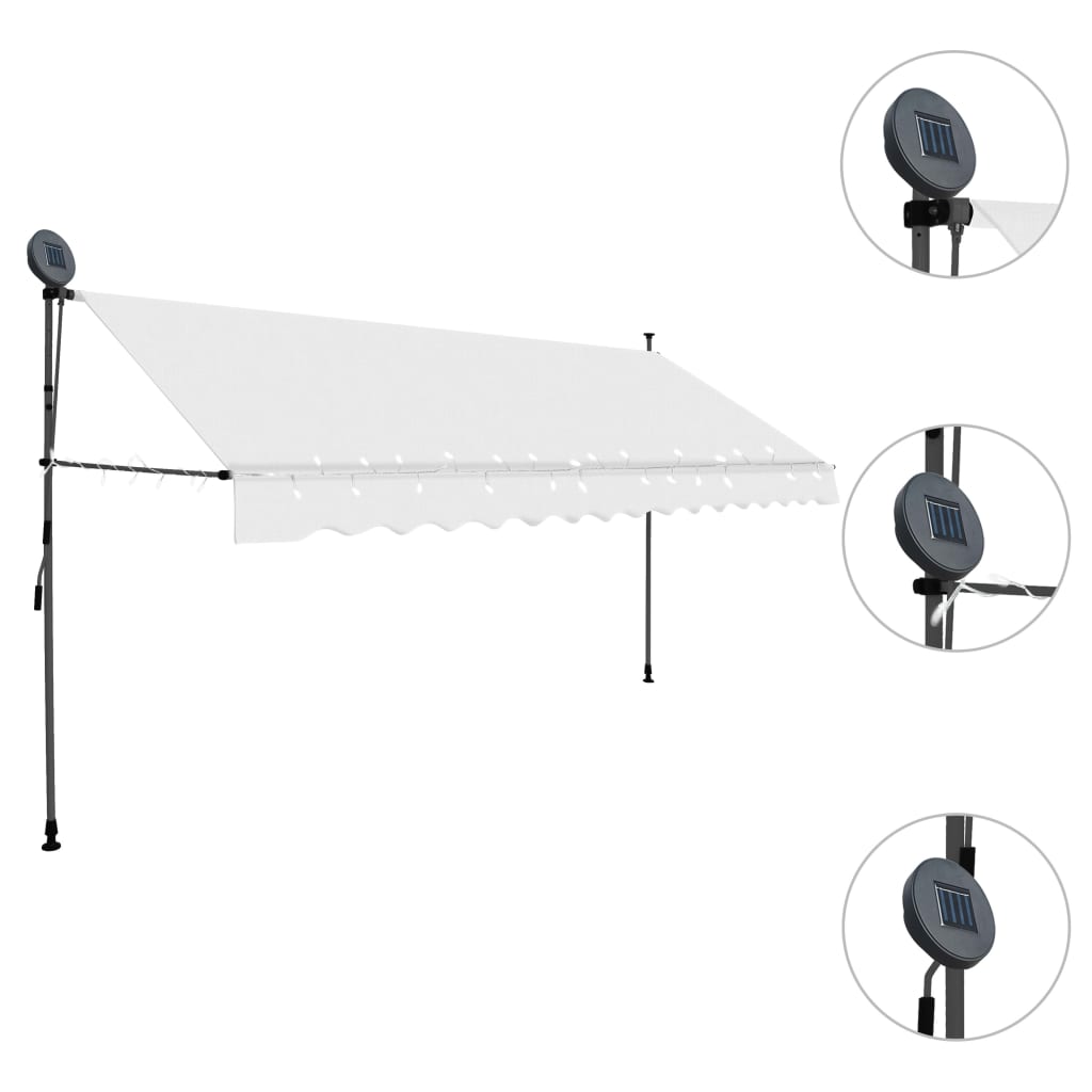 vidaXL Manual Retractable Awning with LED Awning Multi Sizes Anthracite/Cream-29