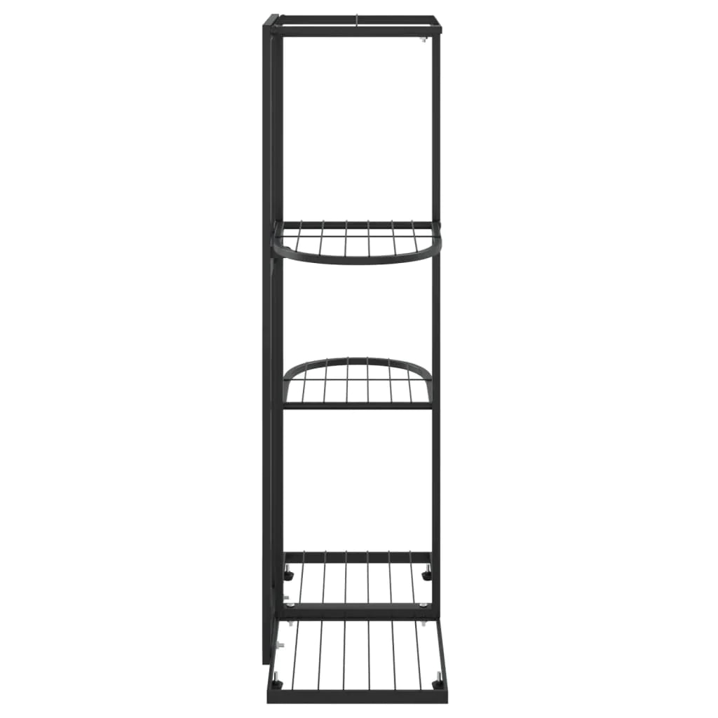 vidaXL 4-Floor Flower Stand Metal Display Shelf Rack Black/White 29.9"/38.6"-13