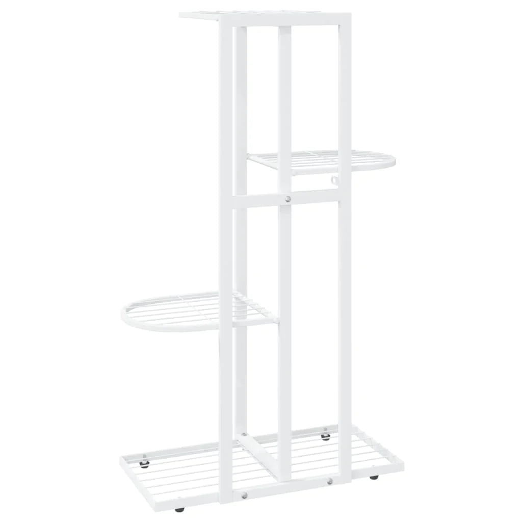 vidaXL 4-Floor Flower Stand Metal Display Shelf Rack Black/White 29.9"/38.6"-28