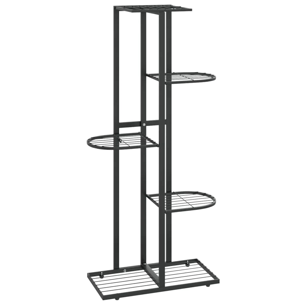 vidaXL 4-Floor Flower Stand Metal Display Shelf Rack Black/White 29.9"/38.6"-0