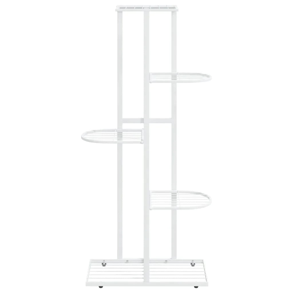vidaXL 4-Floor Flower Stand Metal Display Shelf Rack Black/White 29.9"/38.6"-19