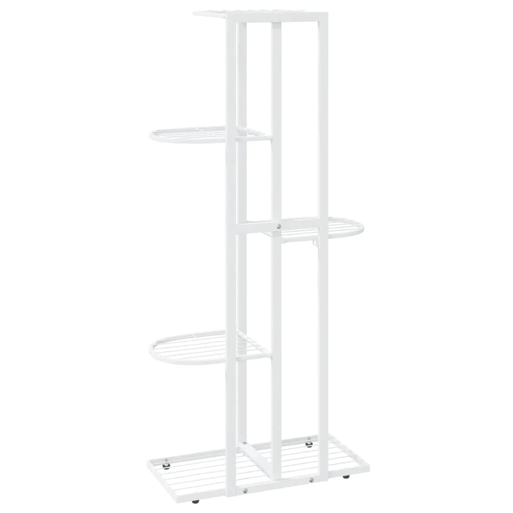 vidaXL 4-Floor Flower Stand Metal Display Shelf Rack Black/White 29.9"/38.6"-21