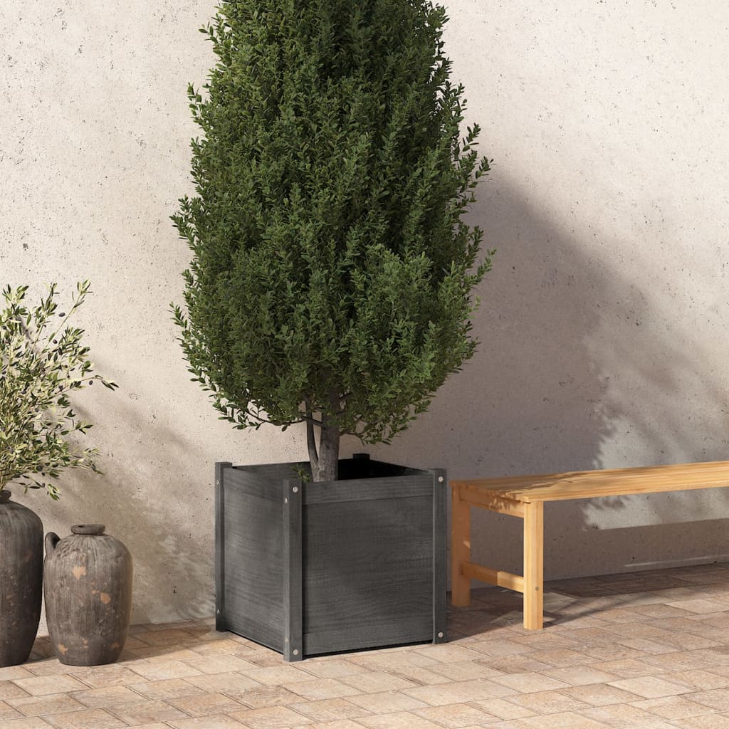 vidaXL Garden Planter Black 19.7"x19.7"x19.7" Solid Wood Pine-6