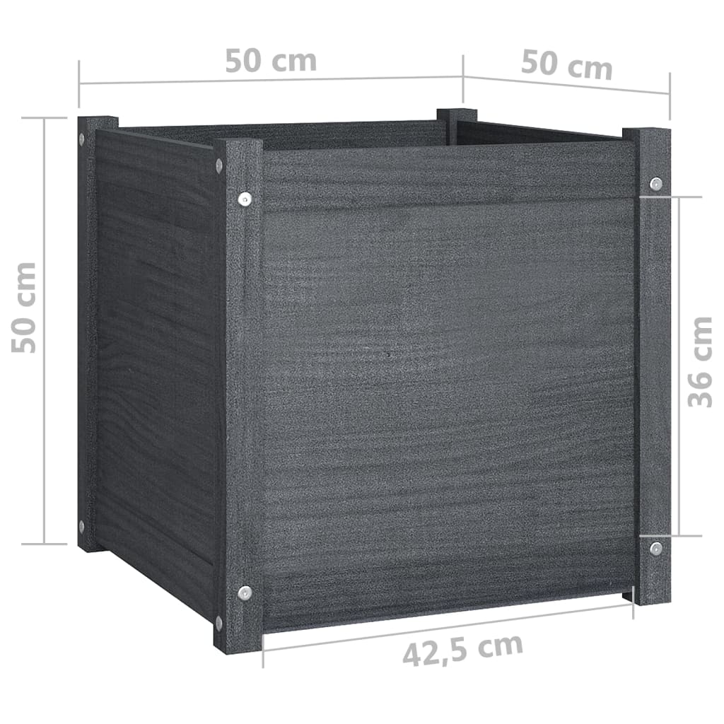 vidaXL Garden Planter Black 19.7"x19.7"x19.7" Solid Wood Pine-27
