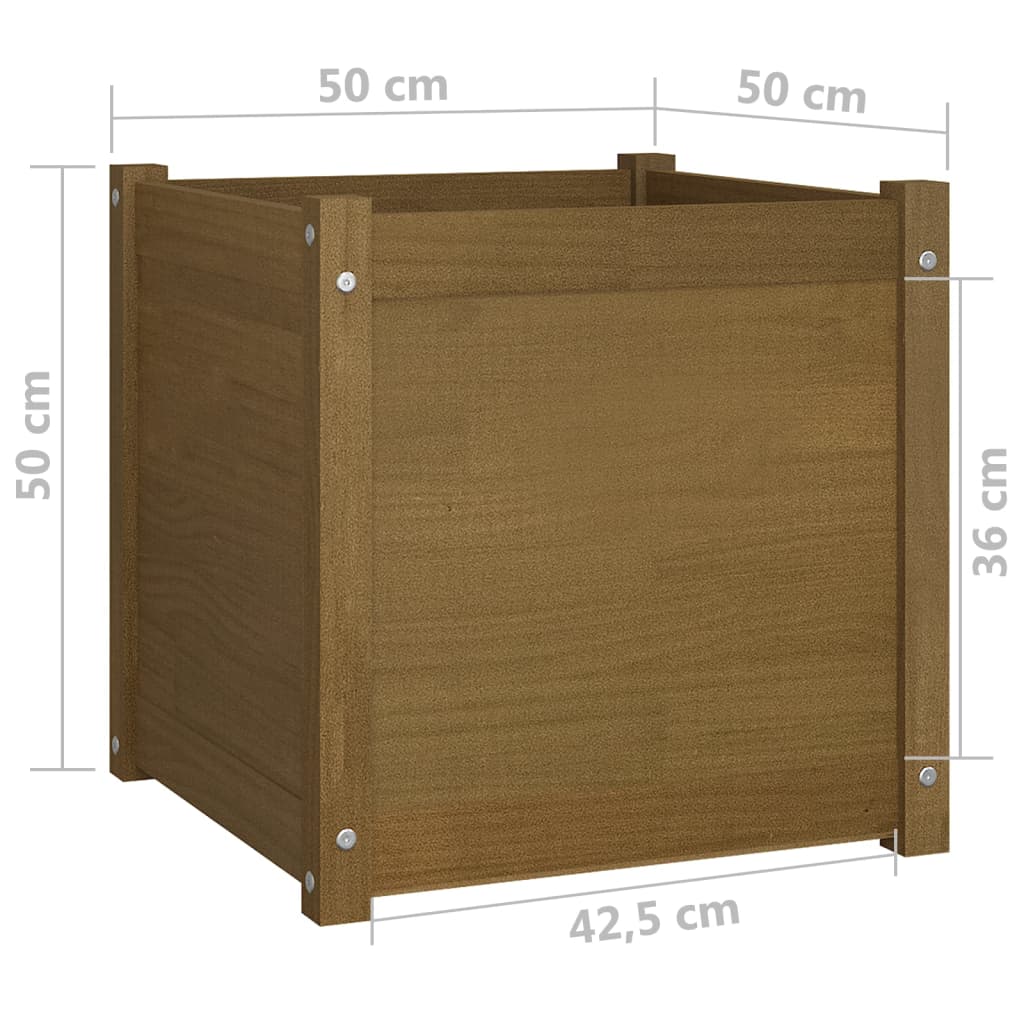 vidaXL Garden Planter Black 19.7"x19.7"x19.7" Solid Wood Pine-34