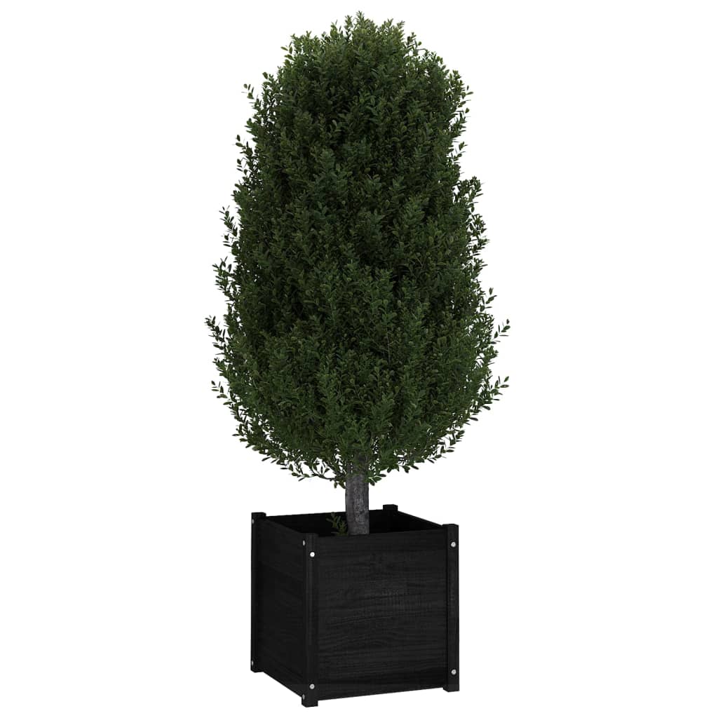 vidaXL Garden Planter Black 19.7"x19.7"x19.7" Solid Wood Pine-16