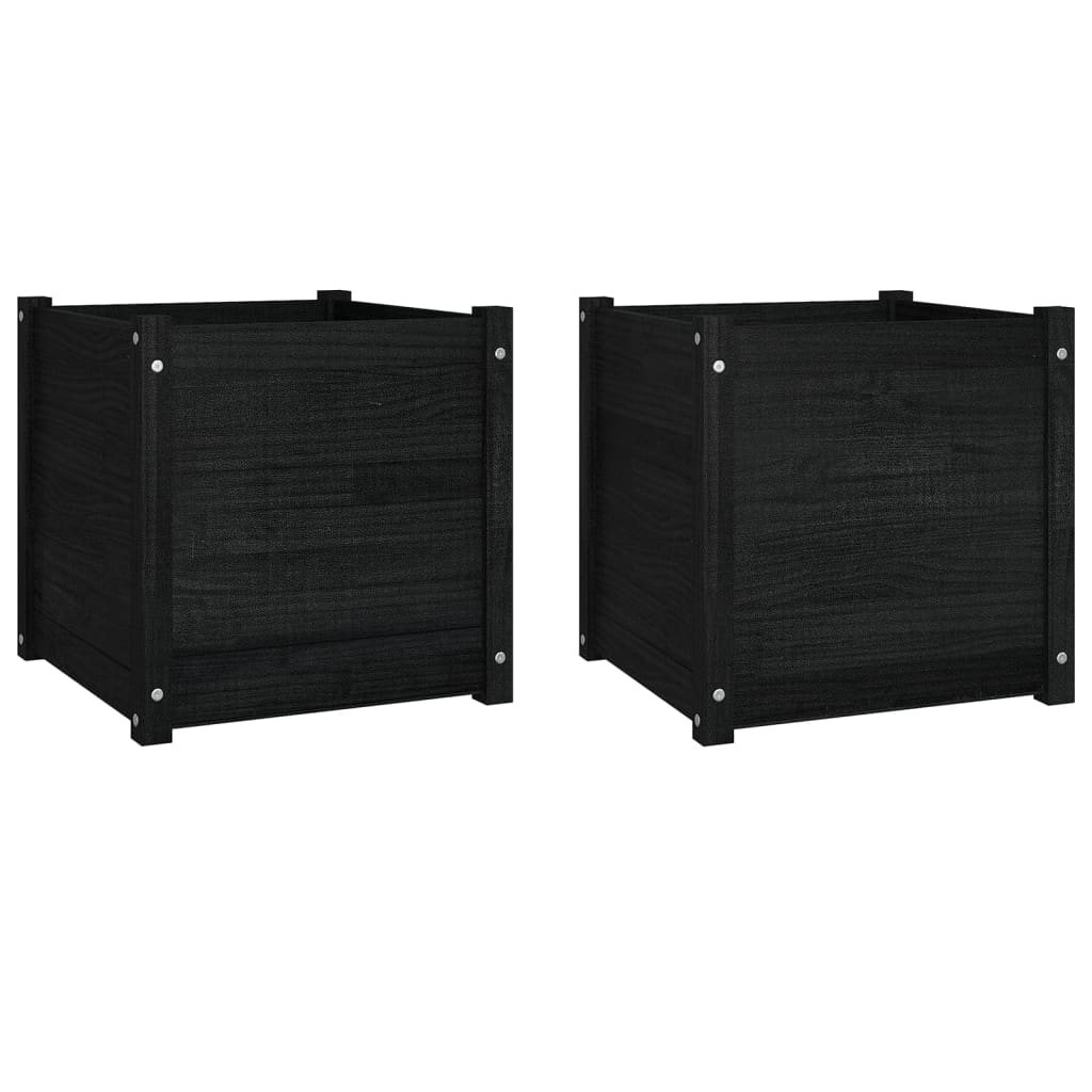 vidaXL Garden Planter Black 19.7"x19.7"x19.7" Solid Wood Pine-18