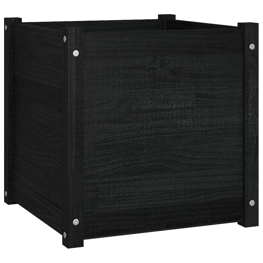 vidaXL Garden Planter Black 19.7"x19.7"x19.7" Solid Wood Pine-0