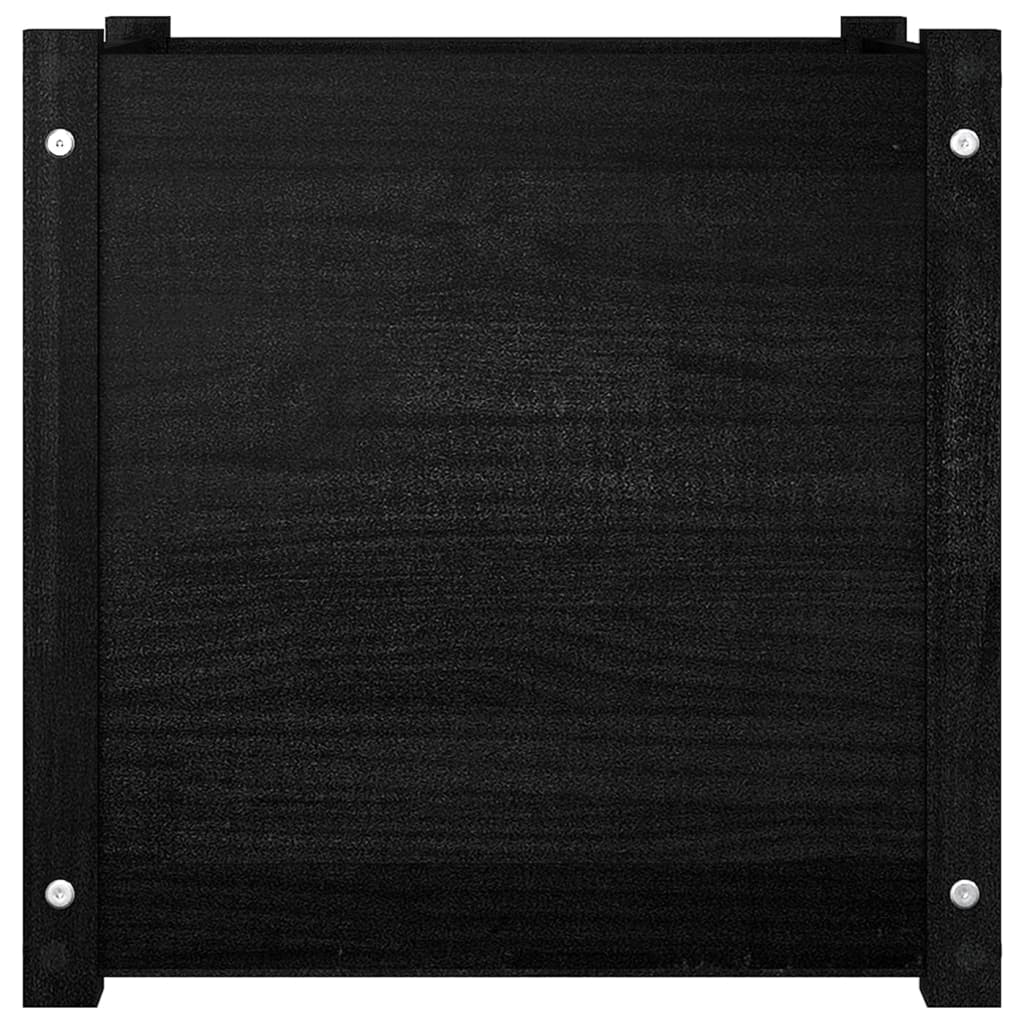 vidaXL Garden Planter Black 19.7"x19.7"x19.7" Solid Wood Pine-1
