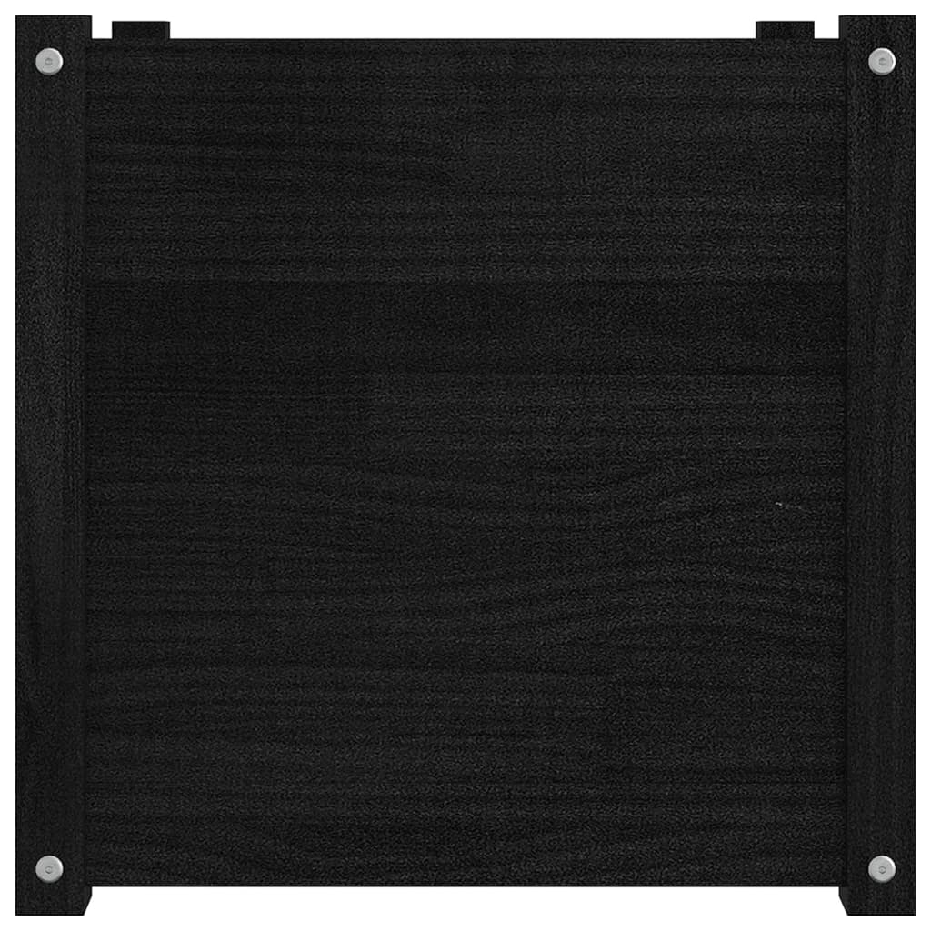 vidaXL Garden Planter Black 19.7"x19.7"x19.7" Solid Wood Pine-2
