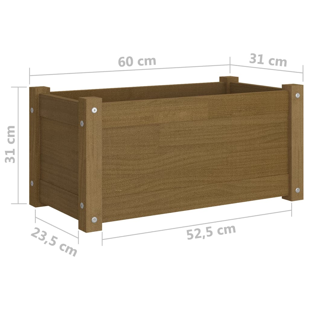 vidaXL Planter Decorative Patio Outdoor Plant Pot Flower Box Solid Wood Pine-45