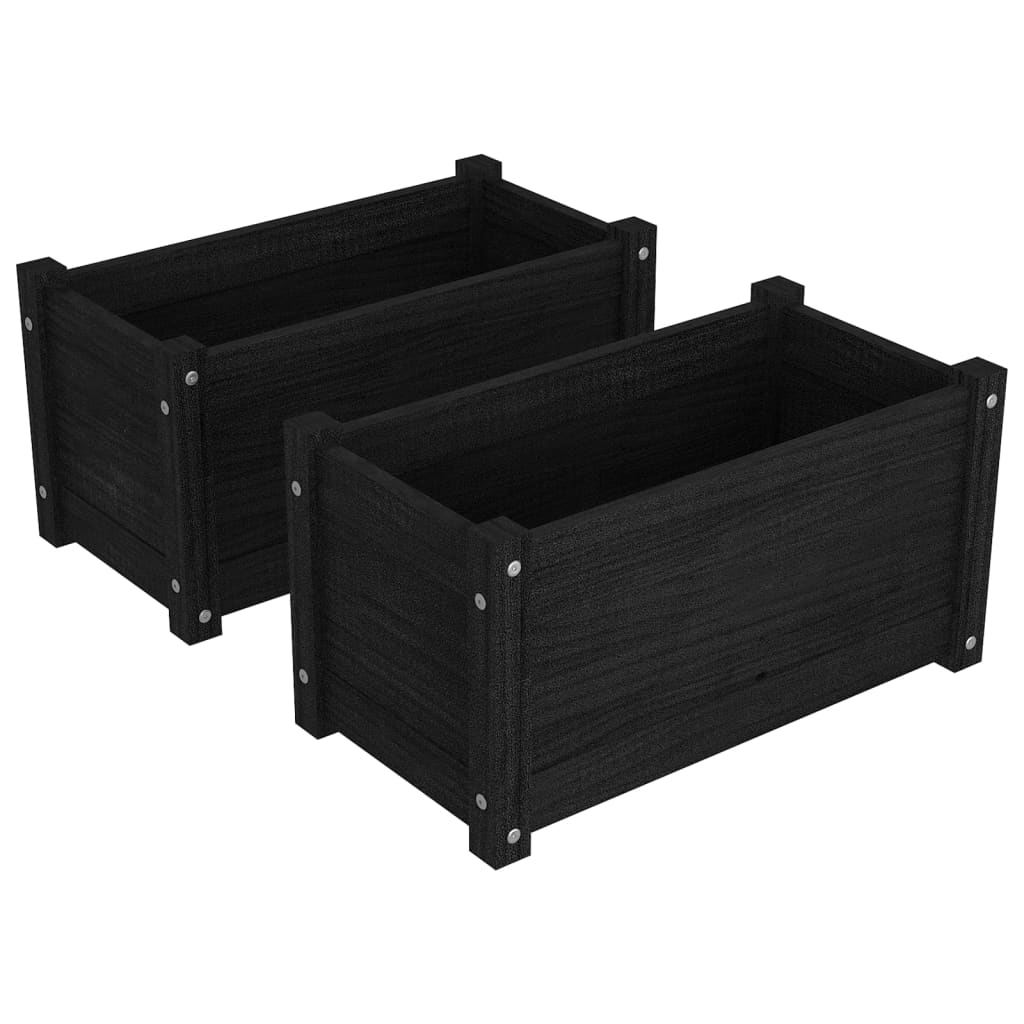 vidaXL Planter Decorative Patio Outdoor Plant Pot Flower Box Solid Wood Pine-46