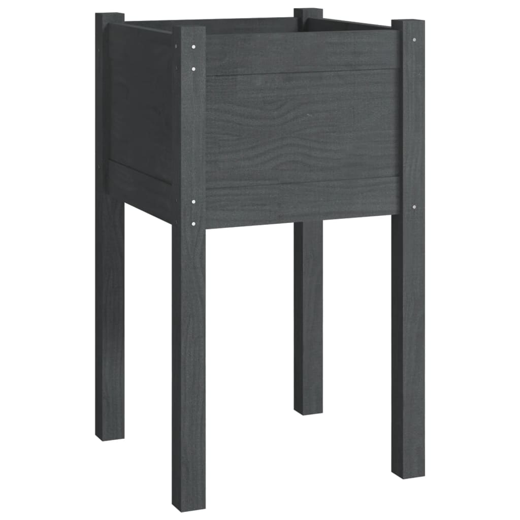 vidaXL Garden Planters 2 pcs Black 15.7"x15.7"x27.6" Solid Wood Pine-28
