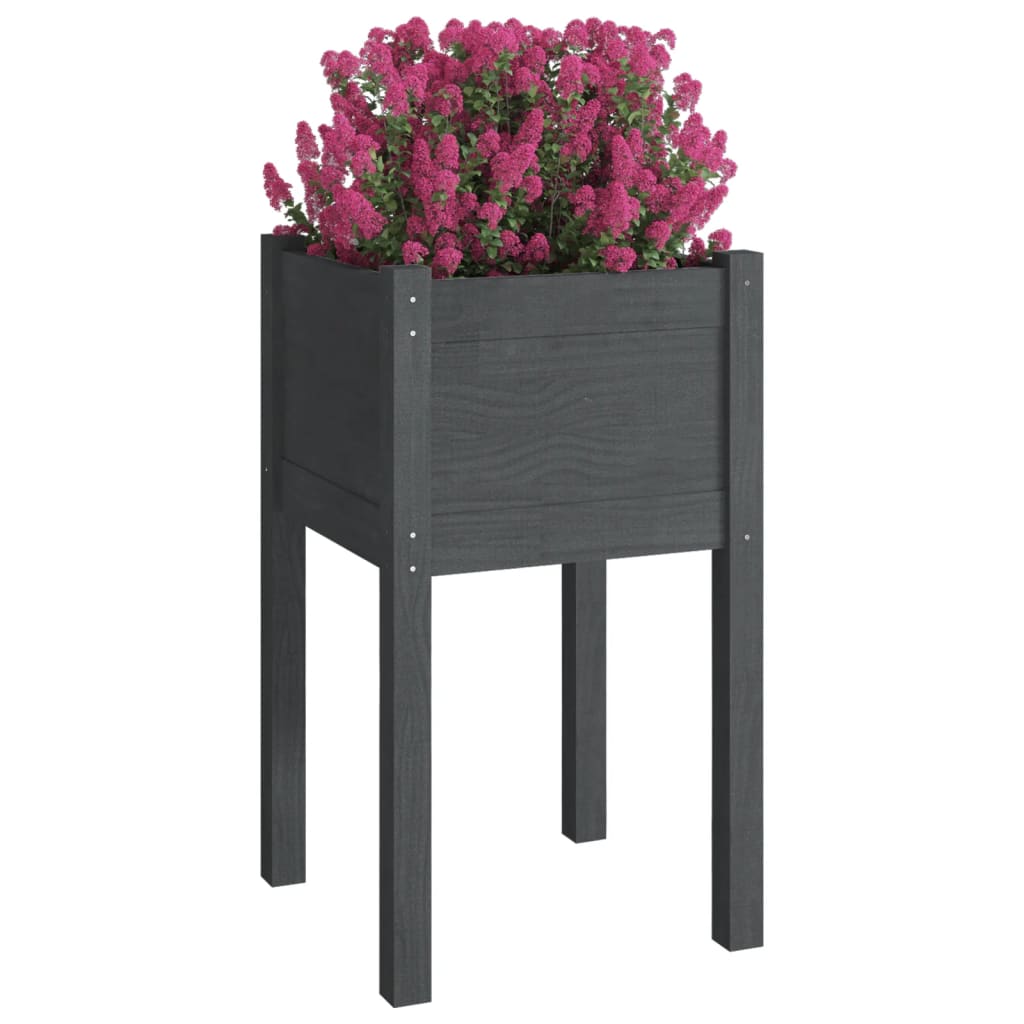 vidaXL Garden Planters 2 pcs Black 15.7"x15.7"x27.6" Solid Wood Pine-30