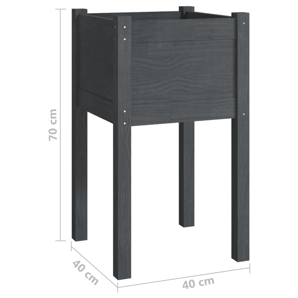 vidaXL Garden Planters 2 pcs Black 15.7"x15.7"x27.6" Solid Wood Pine-33