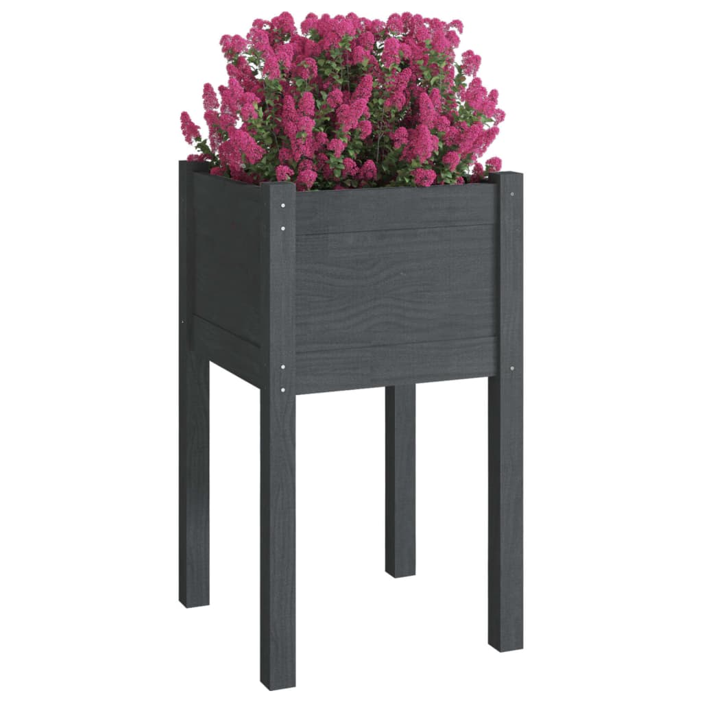 vidaXL Garden Planters 2 pcs Black 15.7"x15.7"x27.6" Solid Wood Pine-0