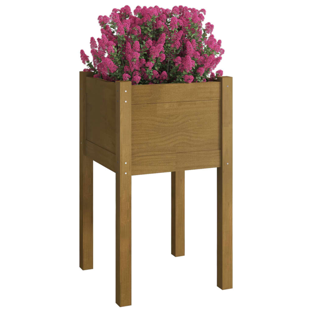 vidaXL Garden Planters 2 pcs Black 15.7"x15.7"x27.6" Solid Wood Pine-44