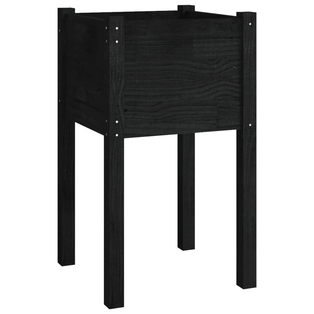 vidaXL Garden Planters 2 pcs Black 15.7"x15.7"x27.6" Solid Wood Pine-48