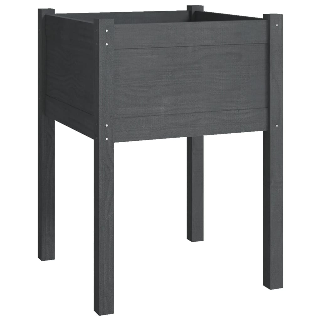 vidaXL Garden Planter Black 19.7"x19.7"x27.6" Solid Wood Pine-4