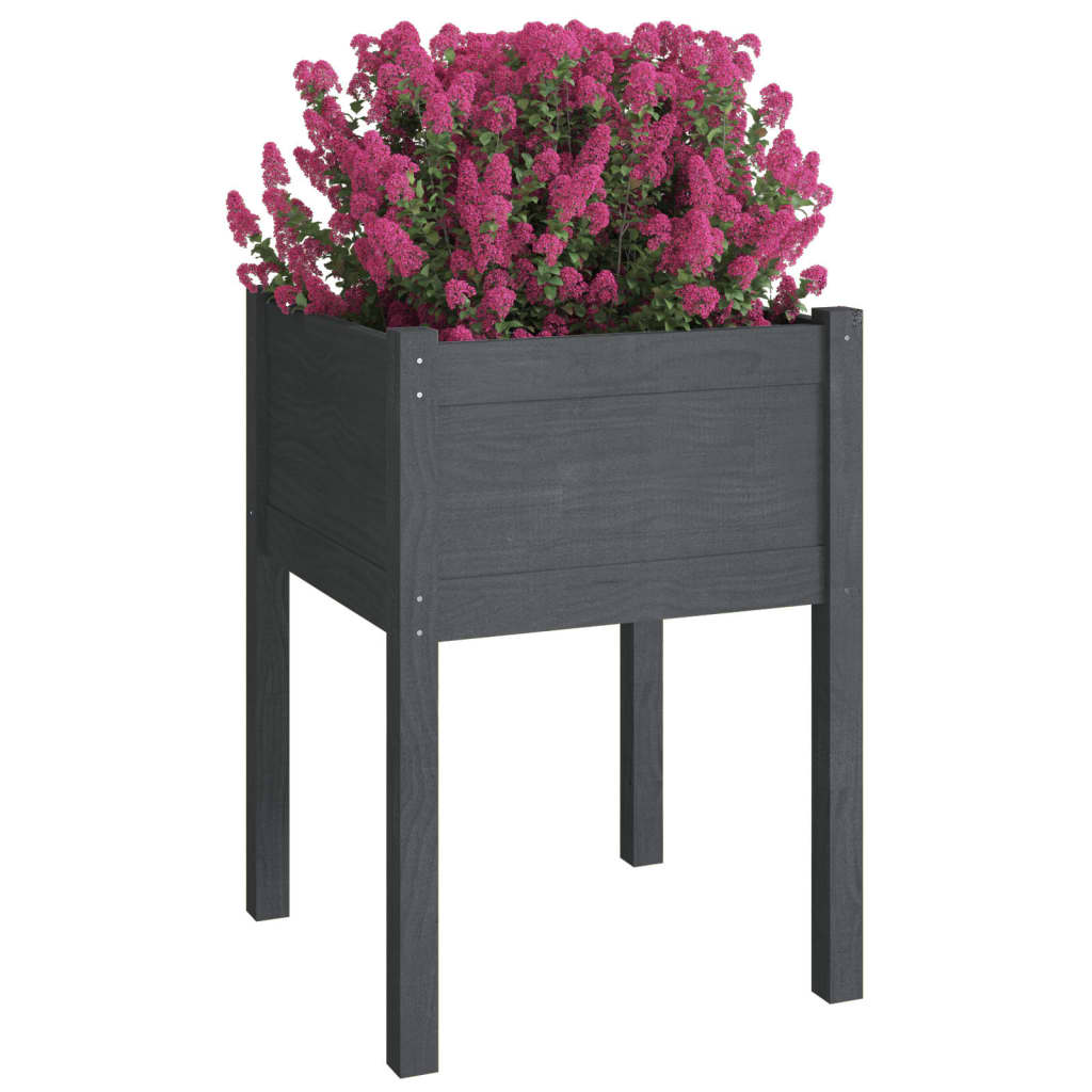 vidaXL Garden Planter Black 19.7"x19.7"x27.6" Solid Wood Pine-6