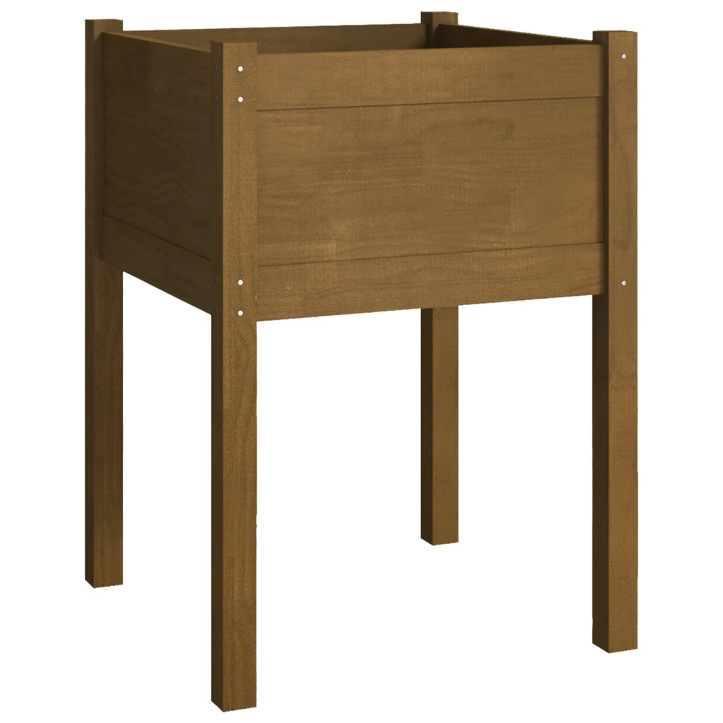 vidaXL Garden Planter Black 19.7"x19.7"x27.6" Solid Wood Pine-19