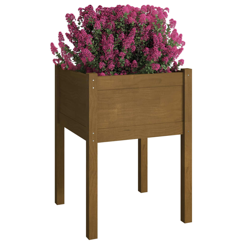 vidaXL Garden Planter Black 19.7"x19.7"x27.6" Solid Wood Pine-22