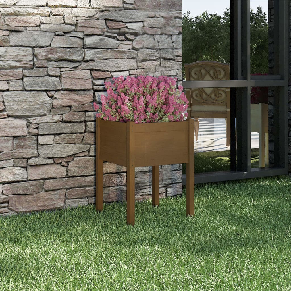 vidaXL Garden Planter Black 19.7"x19.7"x27.6" Solid Wood Pine-20