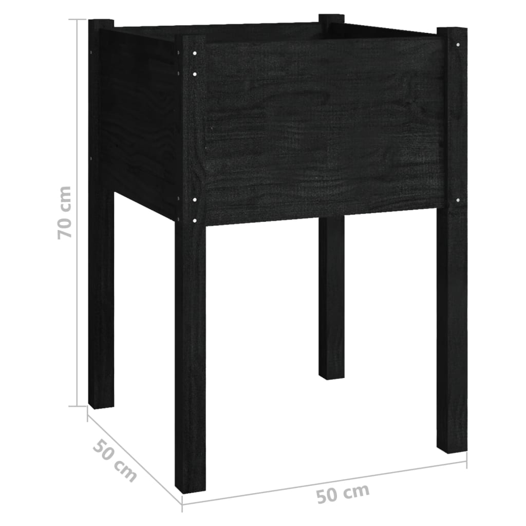 vidaXL Garden Planter Black 19.7"x19.7"x27.6" Solid Wood Pine-29