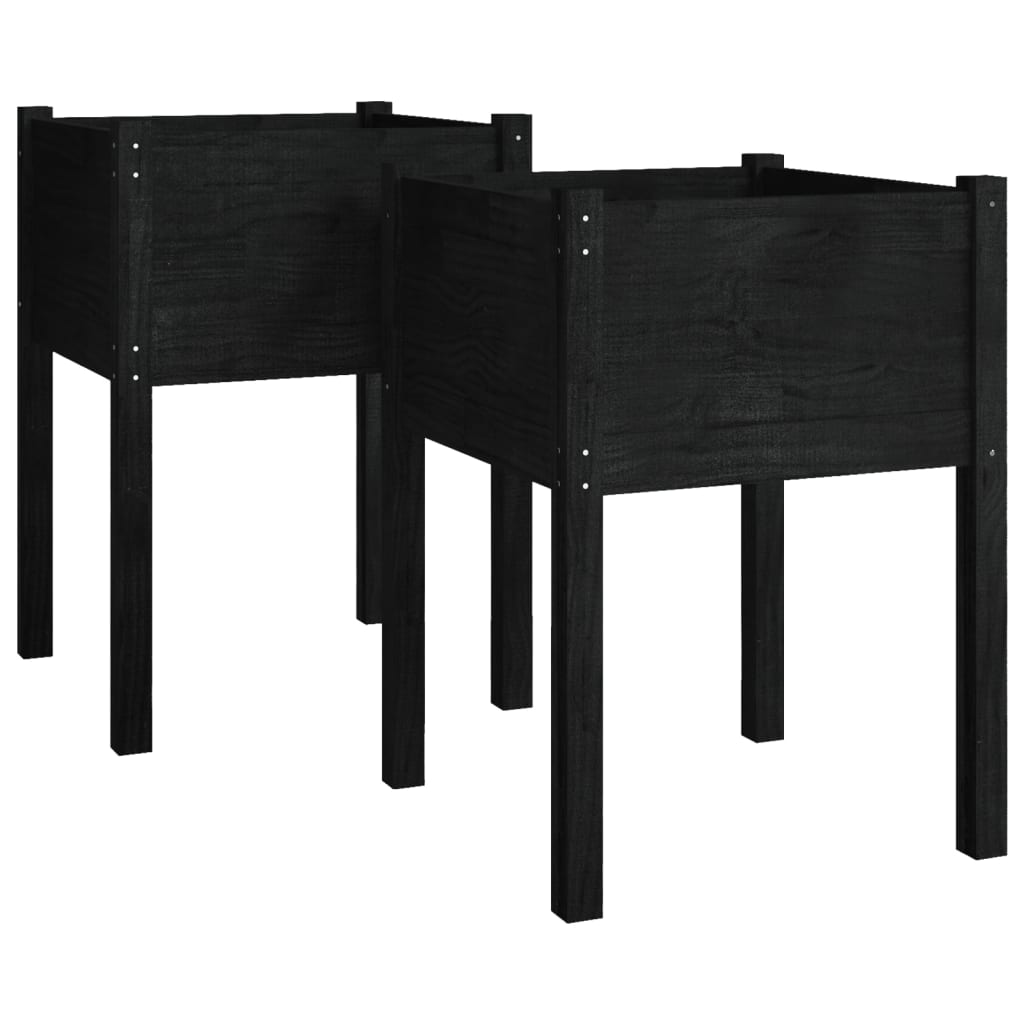 vidaXL Garden Planter Black 19.7"x19.7"x27.6" Solid Wood Pine-31