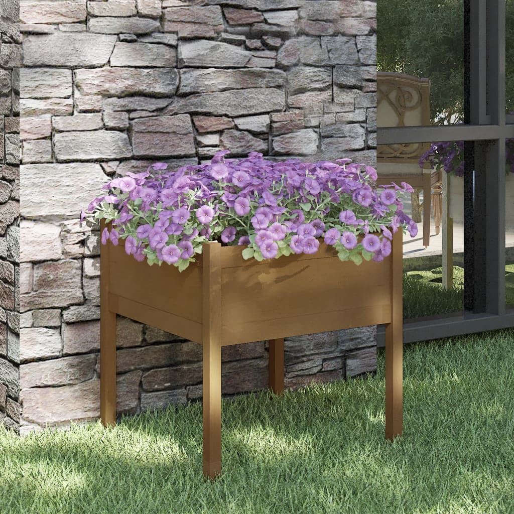 vidaXL Garden Planters 2 pcs Black 27.6"x27.6"x27.6" Solid Wood Pine-37