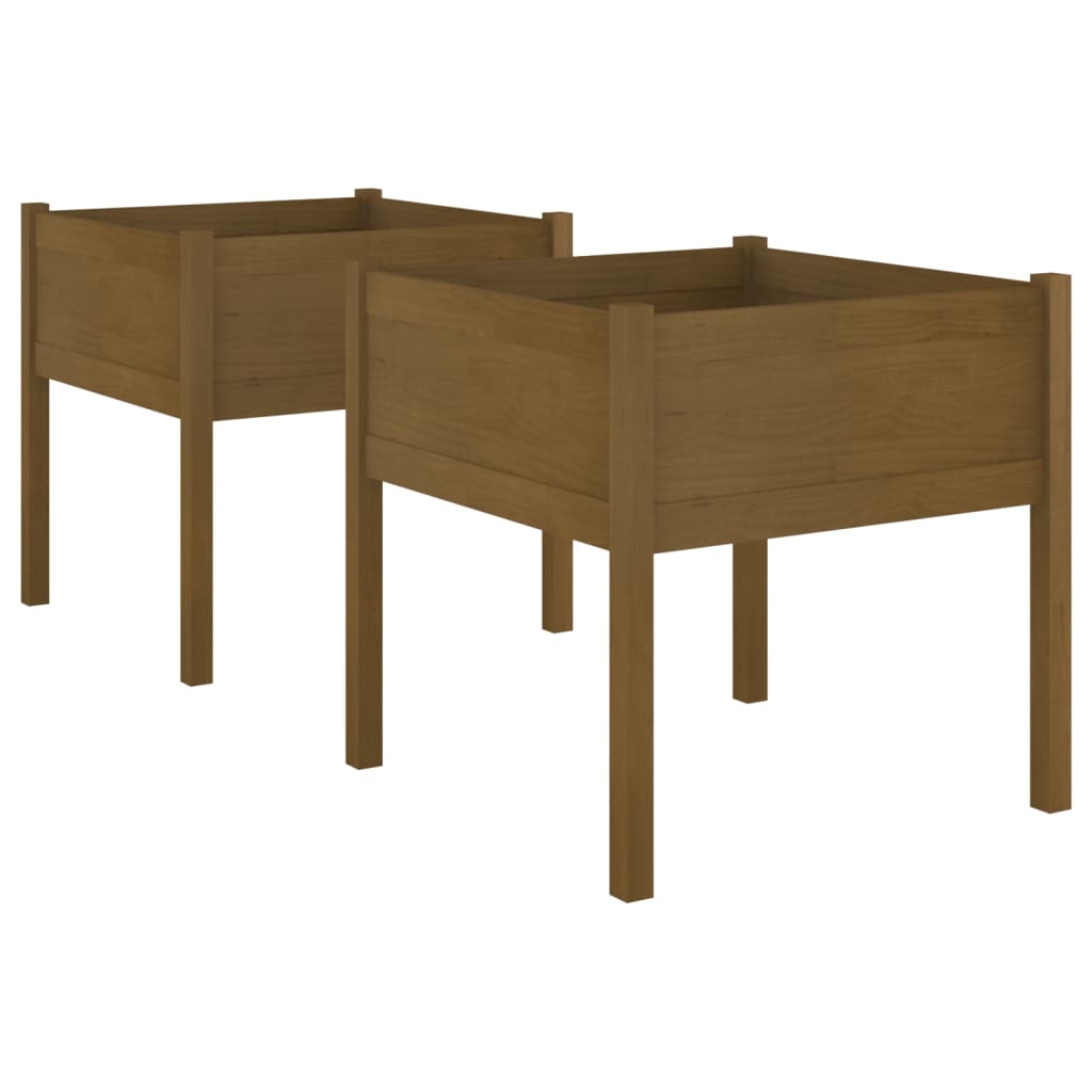 vidaXL Garden Planters 2 pcs Black 27.6"x27.6"x27.6" Solid Wood Pine-8
