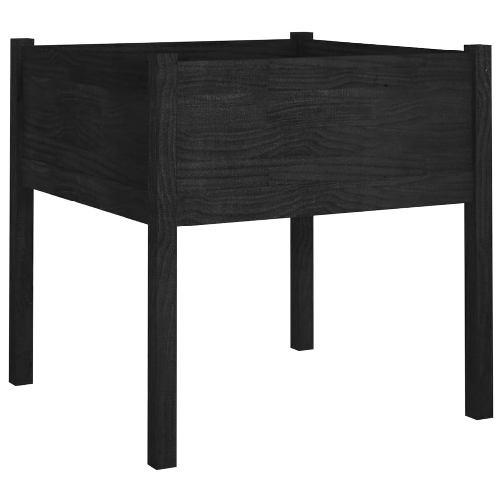 vidaXL Garden Planters 2 pcs Black 27.6"x27.6"x27.6" Solid Wood Pine-16