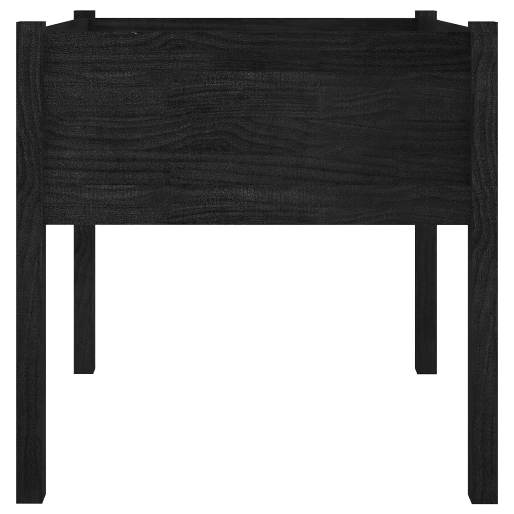 vidaXL Garden Planters 2 pcs Black 27.6"x27.6"x27.6" Solid Wood Pine-18