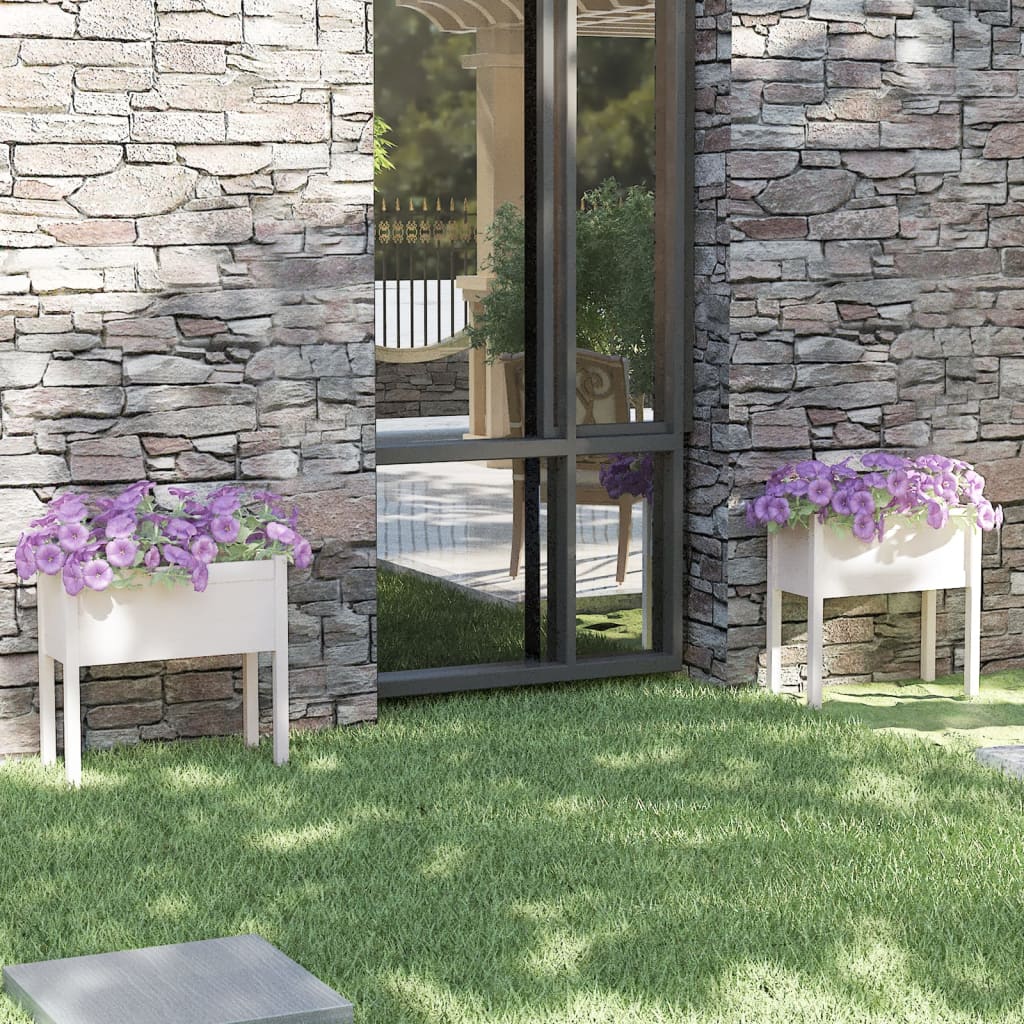 vidaXL Garden Planter Black 27.6"x12.2"x27.6" Solid Wood Pine-1