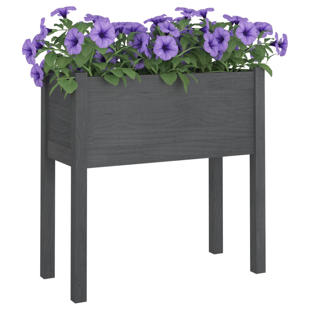 vidaXL Garden Planter Black 27.6"x12.2"x27.6" Solid Wood Pine-42