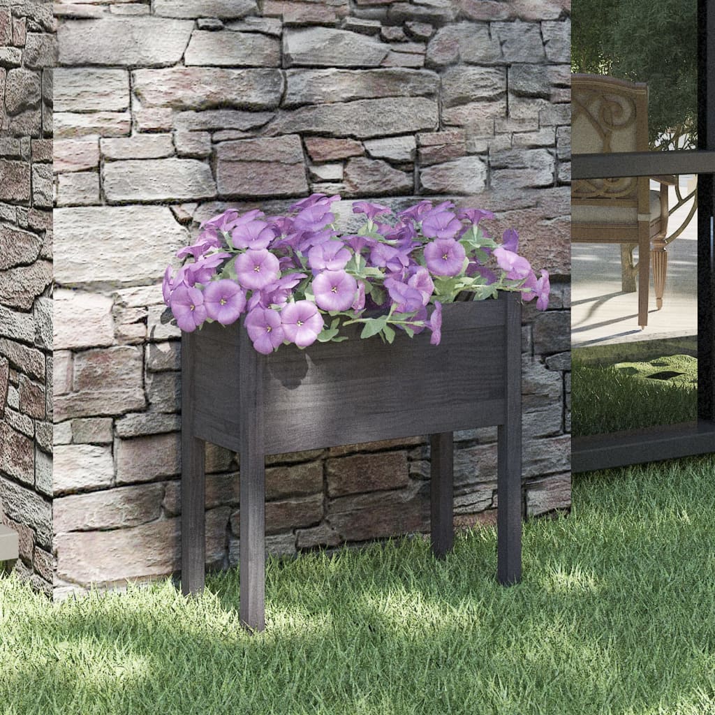 vidaXL Garden Planter Black 27.6"x12.2"x27.6" Solid Wood Pine-38