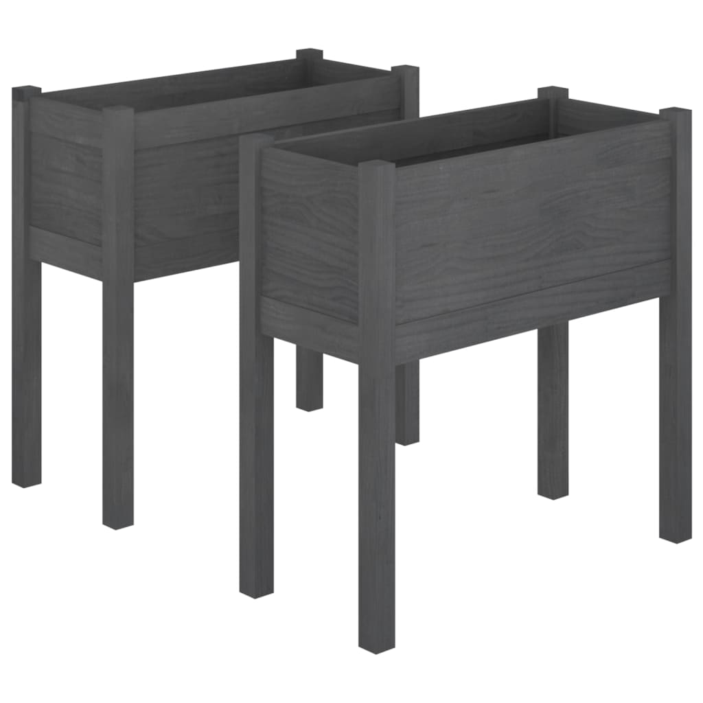 vidaXL Garden Planter Black 27.6"x12.2"x27.6" Solid Wood Pine-23