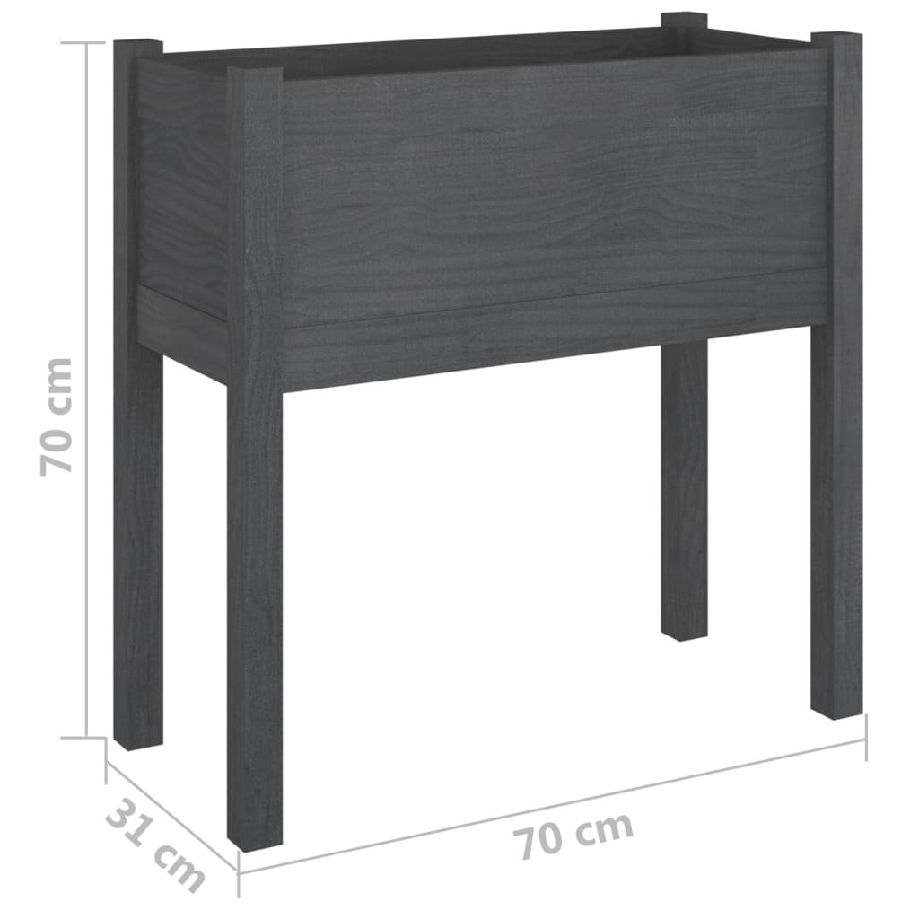 vidaXL Garden Planter Black 27.6"x12.2"x27.6" Solid Wood Pine-47
