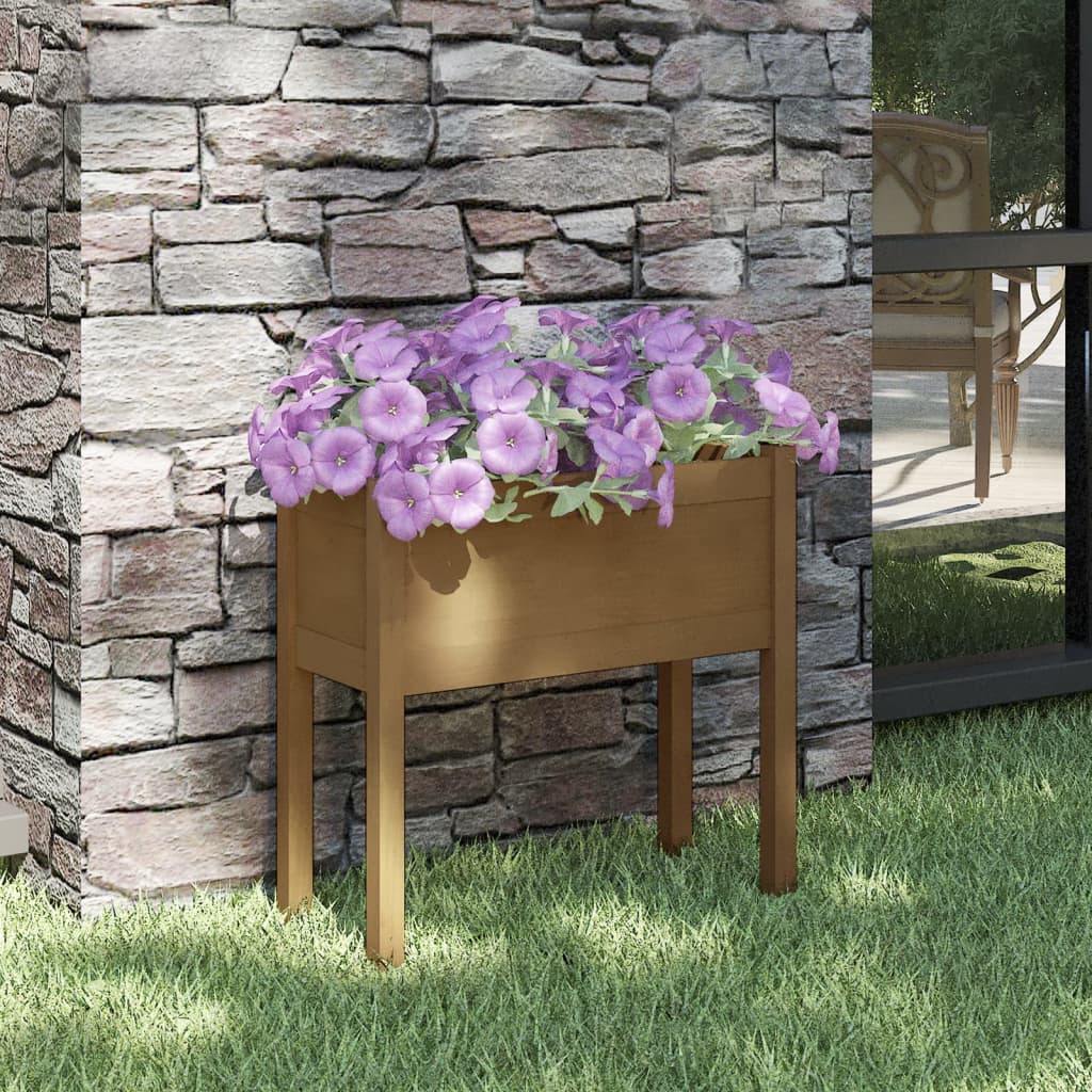 vidaXL Garden Planter Black 27.6"x12.2"x27.6" Solid Wood Pine-30