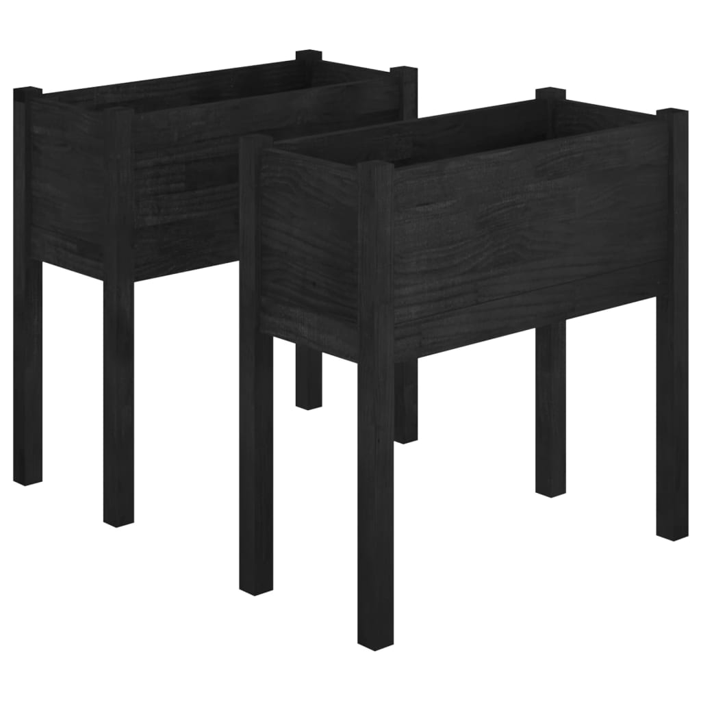 vidaXL Garden Planter Black 27.6"x12.2"x27.6" Solid Wood Pine-71