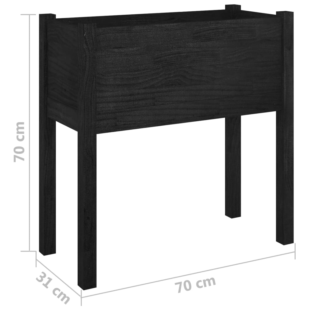 vidaXL Garden Planter Black 27.6"x12.2"x27.6" Solid Wood Pine-14