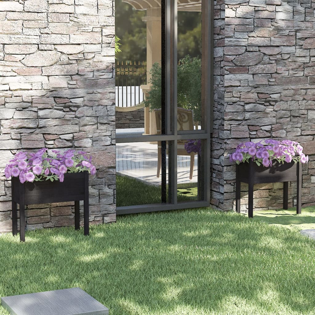 vidaXL Garden Planter Black 27.6"x12.2"x27.6" Solid Wood Pine-72