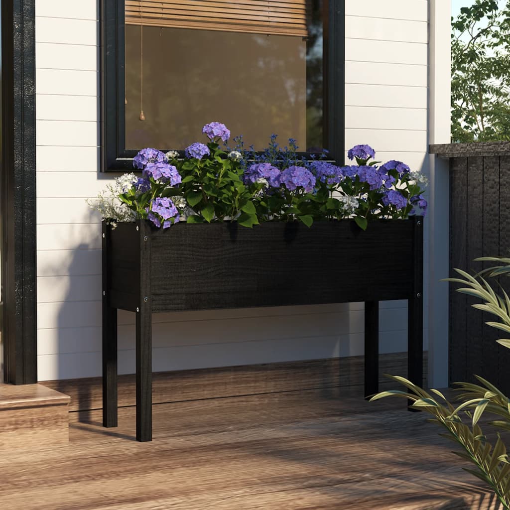vidaXL Planter Outdoor Raised Garden Bed Flower Box with Legs Solid Wood Pine-22