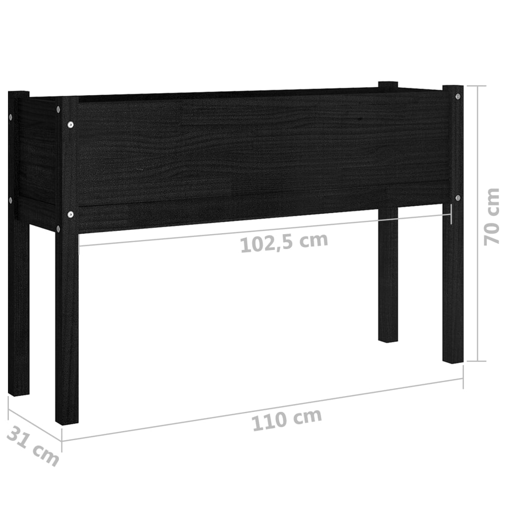 vidaXL Planter Outdoor Raised Garden Bed Flower Box with Legs Solid Wood Pine-4