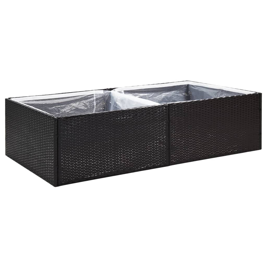 vidaXL Garden Planter Black 61.8"x31.5"x31.5" Poly Rattan-9