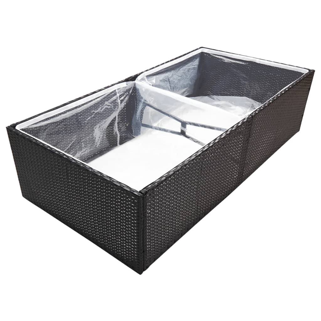 vidaXL Garden Planter Black 61.8"x31.5"x31.5" Poly Rattan-12