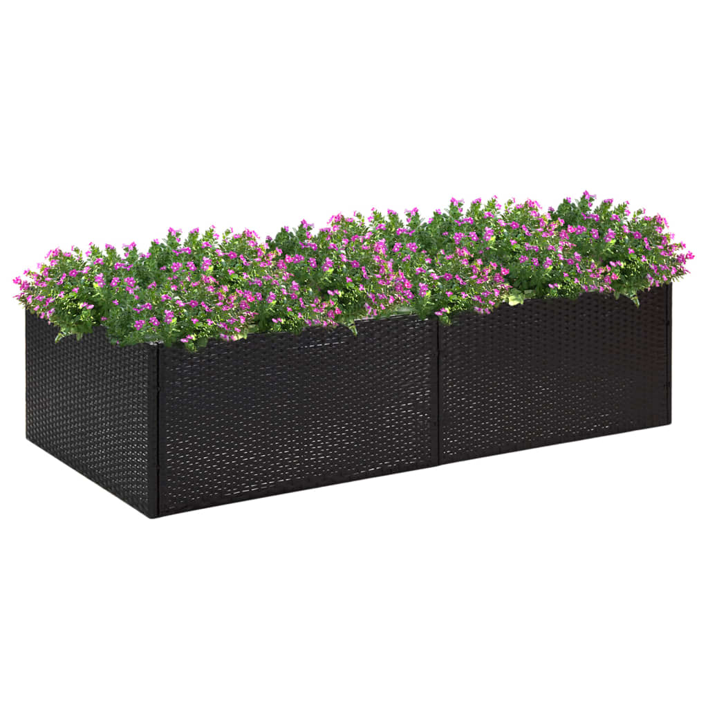 vidaXL Garden Planter Black 61.8"x31.5"x31.5" Poly Rattan-10