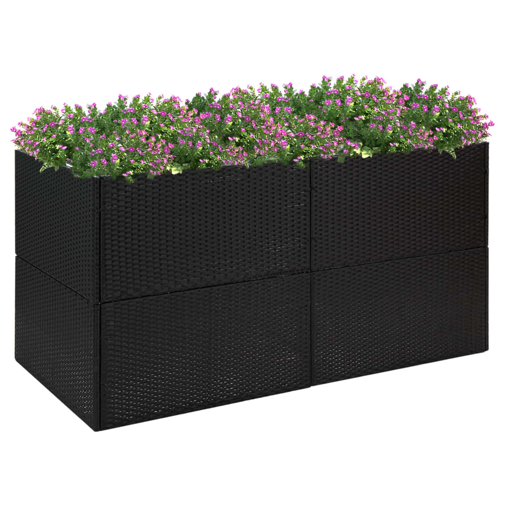 vidaXL Garden Planter Black 61.8"x31.5"x31.5" Poly Rattan-2