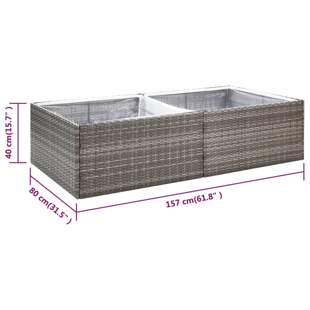 vidaXL Garden Planter Black 61.8"x31.5"x31.5" Poly Rattan-30